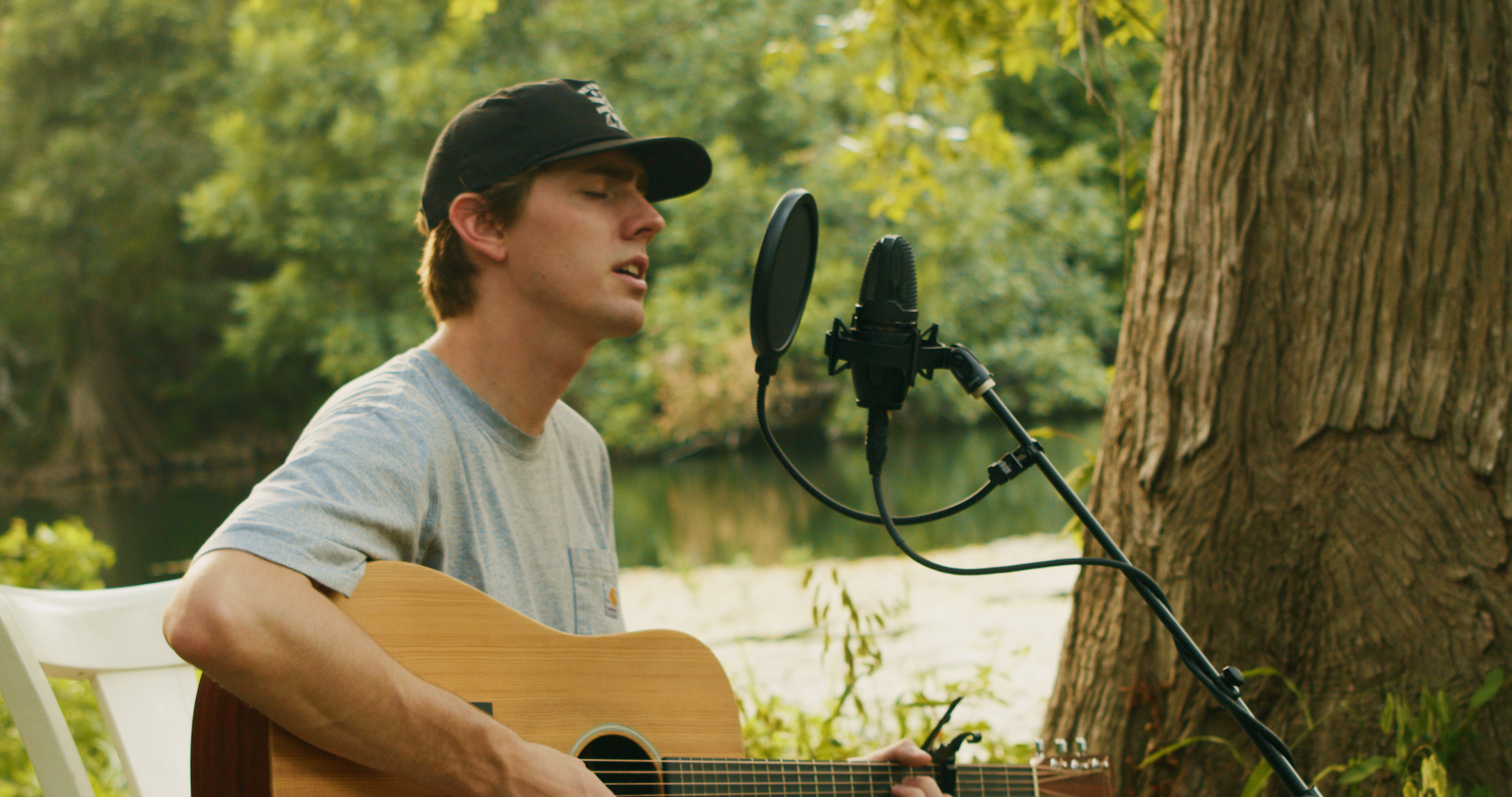Dylan Gossett singing during the Coal live session shoot